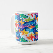 Grappige regenboog haai verjaardag ballon party Fa Koffiemok (Voorkant links)