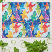 Grappige regenboog haai verjaardag ballon party Fa Theedoek (Gevouwen)