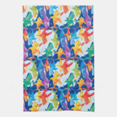 Grappige regenboog haai verjaardag ballon party Fa Theedoek (Verticaal)