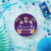 Grappige regenboog haai verjaardag ballon party jo papieren kommen (Feest)