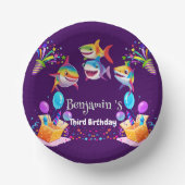 Grappige regenboog haai verjaardag ballon party jo papieren kommen (Voorkant)