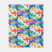 Grappige regenboog haai verjaardagsfeestpatroon Fa Fleece Deken (Voorkant)