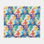 Grappige regenboog haai verjaardagsfeestpatroon Fa Fleece Deken (Voorkant (Horizontaal))