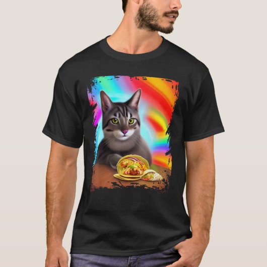 Grappige Regenboog Kat Taco Kitty Internet Meme T-shirt (Voorkant)