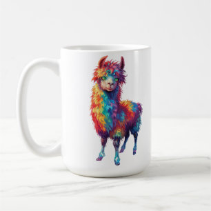 Grappige regenboog lama schilderij koffiemok