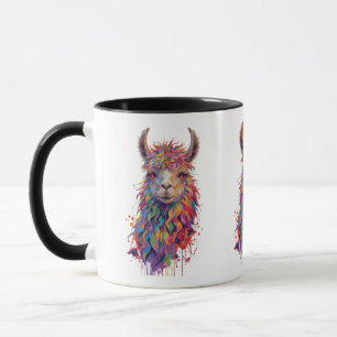 Grappige regenboog lama schilderij mok