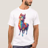 Grappige regenboog lama schilderij t-shirt (Voorkant)