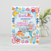 Grappige regenboog zeemeermin octopus ster verjaar save the date (Staand voorkant)