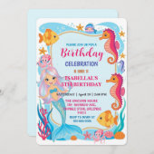 Grappige regenboog zeemeermin octopus ster verjaar save the date (Voorkant / Achterkant)