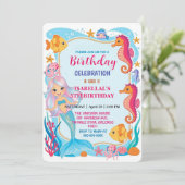 Grappige regenboog zeemeermin octopus ster verjaar save the date (Staand voorkant)