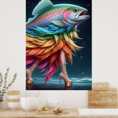 Grappige Regenboogforel Vissen Mode Poster (Keuken)