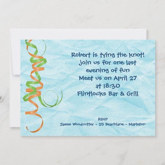 Grappige Regenboogtekst Jonggezellenfeest Kaart (Achterkant)