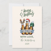 Grappige Reinbeer Kerstmis Feestdagenkaart (Voorkant)