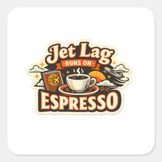 Grappige Reis Koffie Liefhebber Hoed Vierkante Sticker