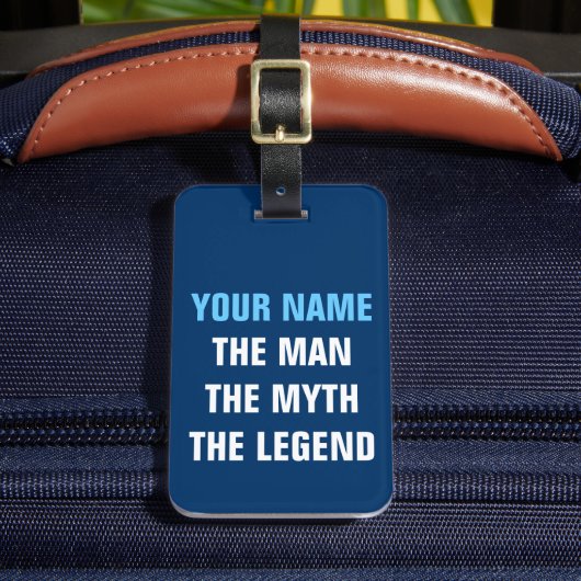 Grappige reistaslabel | De man mythe legende (Voorkant Insitu 2)