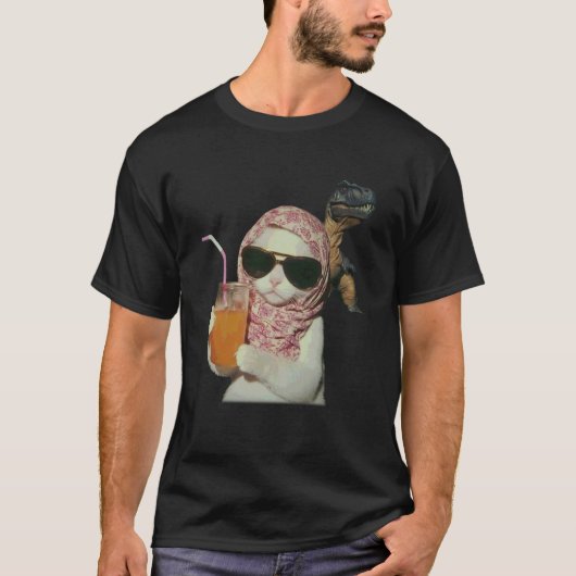 Grappige Relaxte Kat Dinosaur Meme Mannen Vrouwen T-shirt (Voorkant)