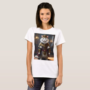 Grappige Renaissance geklede witte kat, T-shirt