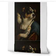 Grappige Renaissance Hond Cockatiel Behang Strepen