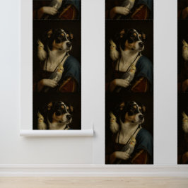 Grappige Renaissance Hond Cockatiel Behang Strepen