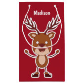 Grappige Rendier aangepaste naam & kleur geschenkt Klein Cadeauzakje (Achterkant)