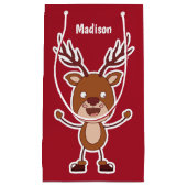 Grappige Rendier aangepaste naam & kleur geschenkt Klein Cadeauzakje (Voorkant)