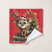 Grappige Rendier Badhanddoekenset Bad Handdoek (Wasdoekje)