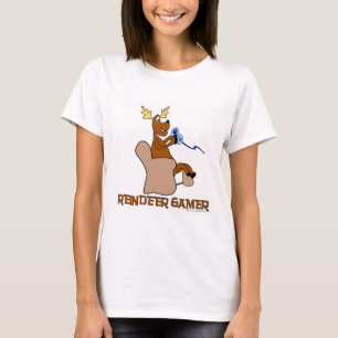 Grappige rendier gamer t-shirt