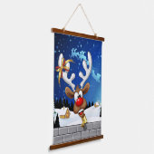 Grappige rendier gluurde Kerstmis meme Hangend Wandkleed (Gebogen)