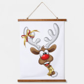 Grappige rendier gluurde Kerstmis meme Hangend Wandkleed (Voorkant 2)