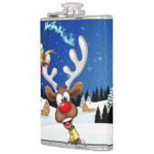 Grappige rendier gluurde Kerstmis meme Heupfles (Links)