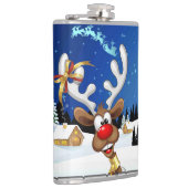 Grappige rendier gluurde Kerstmis meme Heupfles (Rechts)