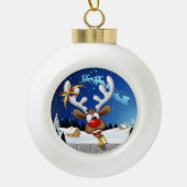 Grappige rendier gluurde Kerstmis meme Keramische Bal Ornament (Voorkant)