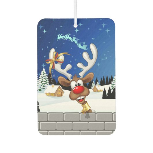 Grappige rendier gluurde Kerstmis meme Luchtverfrisser (Voorkant)