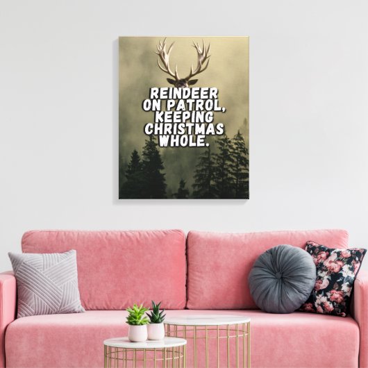 Grappige Rendier Kerst Canvas Muurkunst (Insitu (Woonkamer))