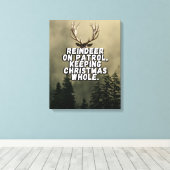 Grappige Rendier Kerst Canvas Muurkunst (Insitu (Houten vloer))