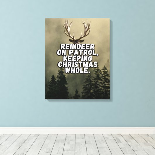 Grappige Rendier Kerst Canvas Muurkunst (Insitu (Houten vloer))