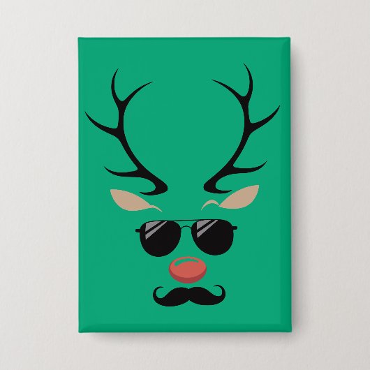 Grappige rendier kerst winter familie schattig her button (Voorkant)