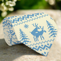 Grappige Rendier Kerstboom Sneeuw Blauw Patroon