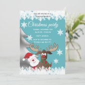 Grappige rendier Kerstman kerstfeest bedrijfsparti Kaart (Staand voorkant)