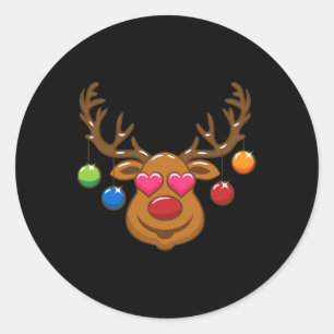 Grappige rendier kerstoutfit familie Kinder Boy Gi Ronde Sticker