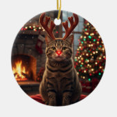 Grappige Rendier Kitty Rudolph Kat Kerstmis Keramisch Ornament (Voorkant)