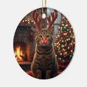 Grappige Rendier Kitty Rudolph Kat Kerstmis Keramisch Ornament (Links)