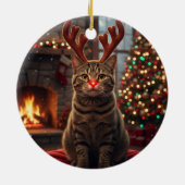 Grappige Rendier Kitty Rudolph Kat Kerstmis Keramisch Ornament (Achterkant)