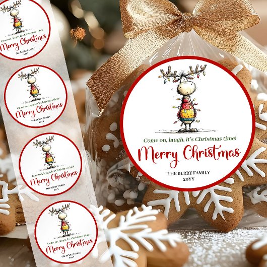 Grappige rendier leuke whimische Xmas sticker stij