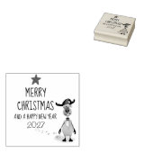Grappige rendier nieuwjaars kerstboom 2026 rubberstempel (Gestempeld)