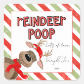 Grappige rendier poep kerstgunst vakantietas vierkante sticker (Voorkant)