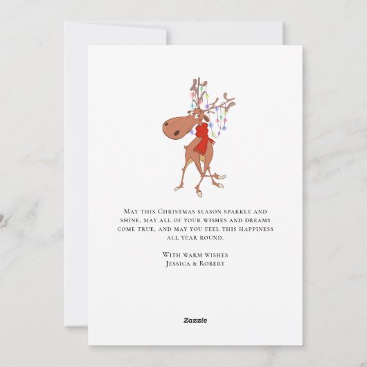 Grappige rendier prettig kerstfeest groet feestdagenkaart (Achterkant)