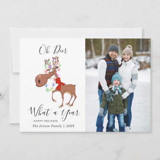 Grappige rendier prettig kerstfeest zakelijke groe feestdagenkaart (Voorkant)