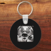 Grappige rendier selfie kerst sleutelhanger (Voorkant)