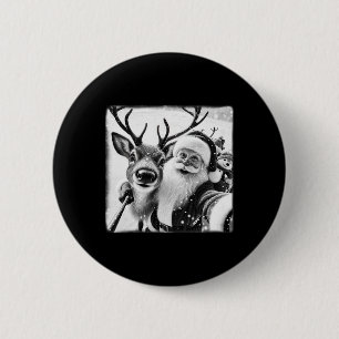Grappige Rendier Selfie Kerstman Kerstmis Kerstman Ronde Button 5,7 Cm
